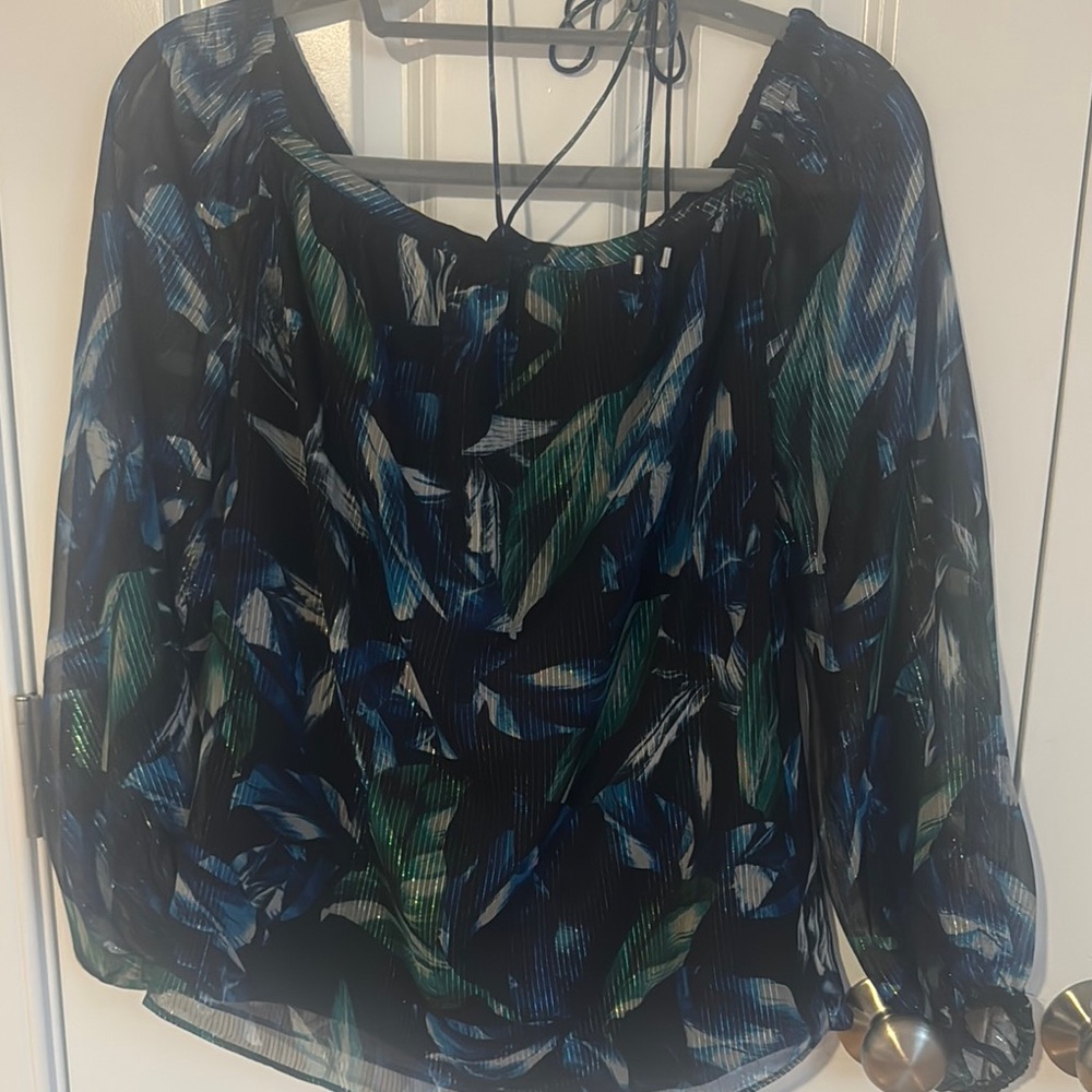 Black and Blue Graphic Top